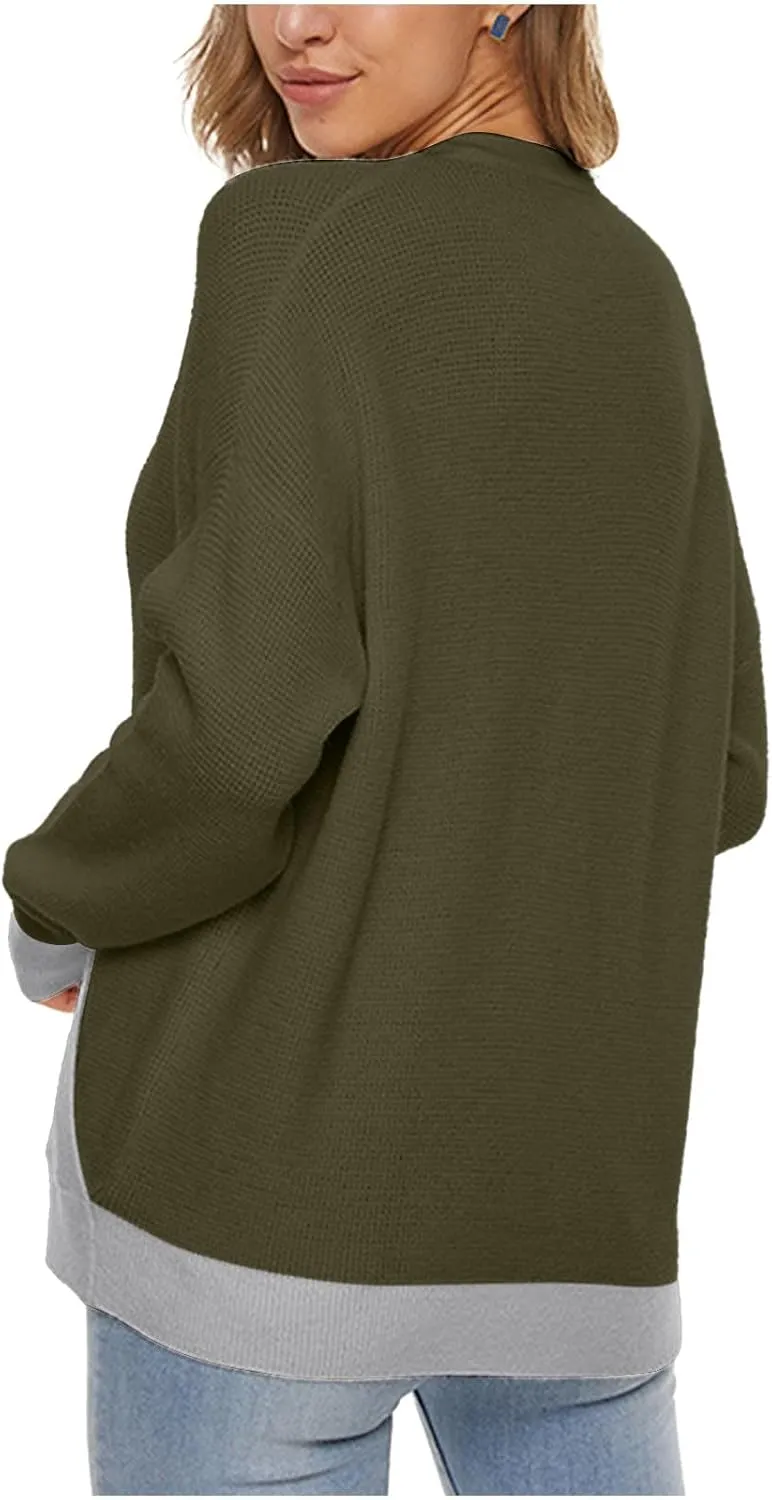 Sexy Cross Wrap v Neck Sweaters for Women Trendy Oversized Long Sleeve Knit Pullover Tops Ladies Casual Sweater