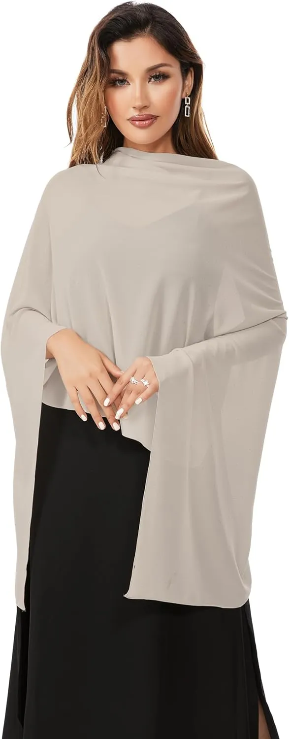 Shawls and Wraps for Evening Dresses Sheer Chiffon Women Elegant Soft Silky Sparkly Wedding Bridal Scarf