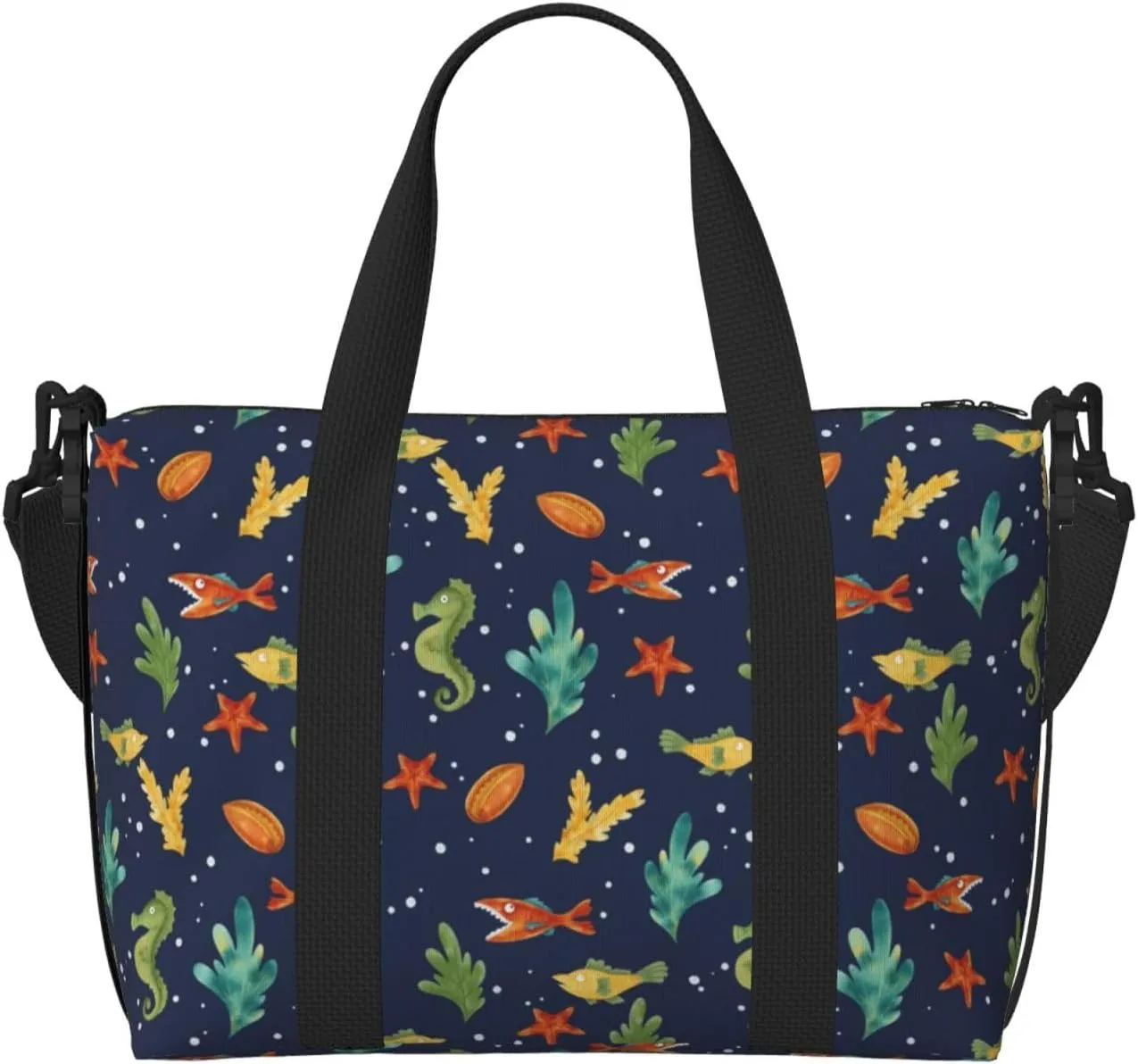 Shells and Seaweed Travel Bag Weekender Bags for Women Men Carry on Overnight Bag Tote Bag Yoga Gym Bag With Adjustable Straps for Gym, Work, Personal Items