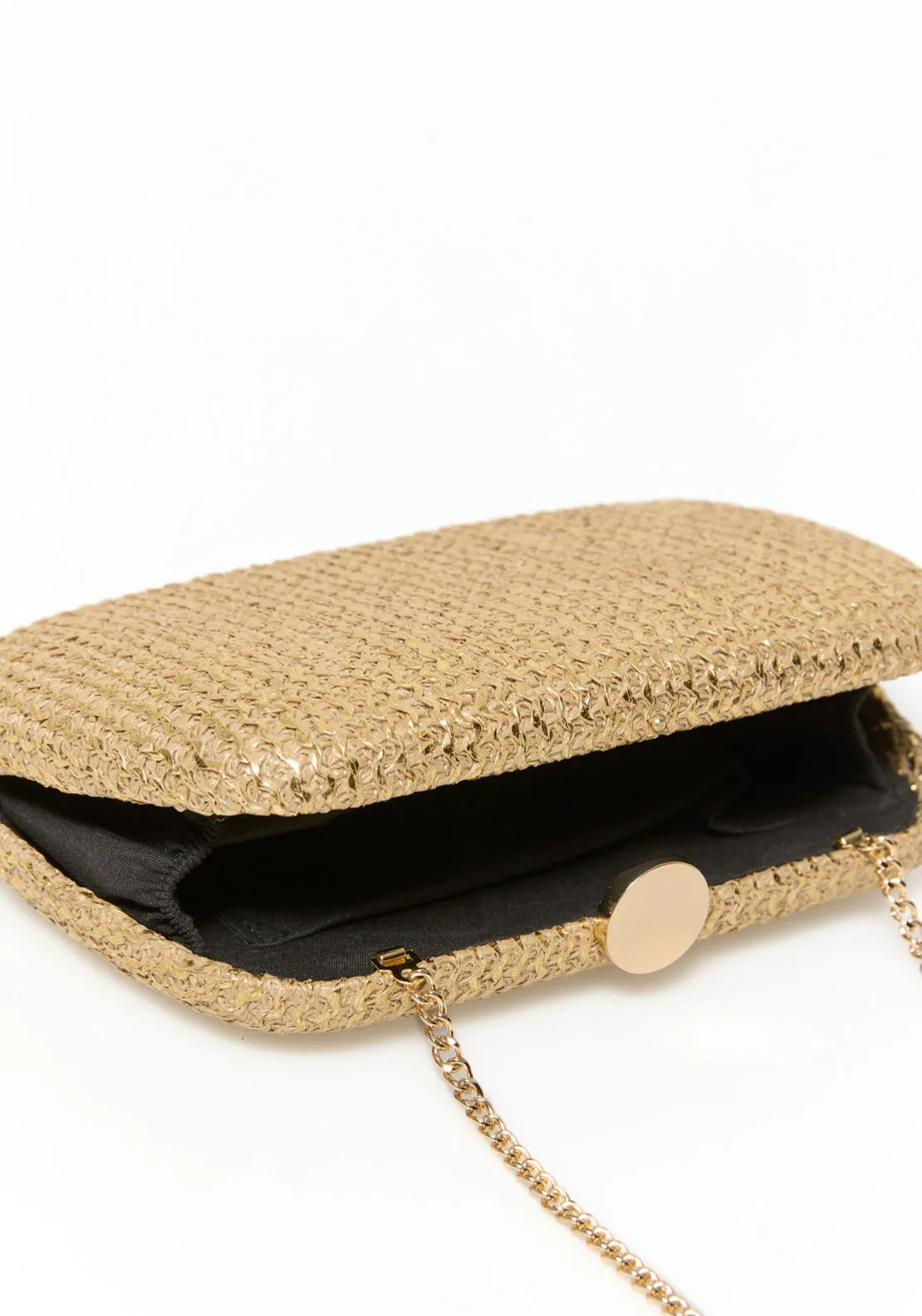 Shiny Raffia Box - Gold