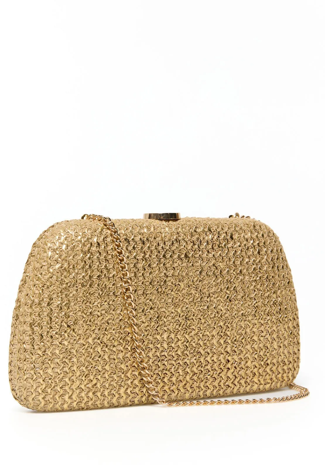 Shiny Raffia Box - Gold