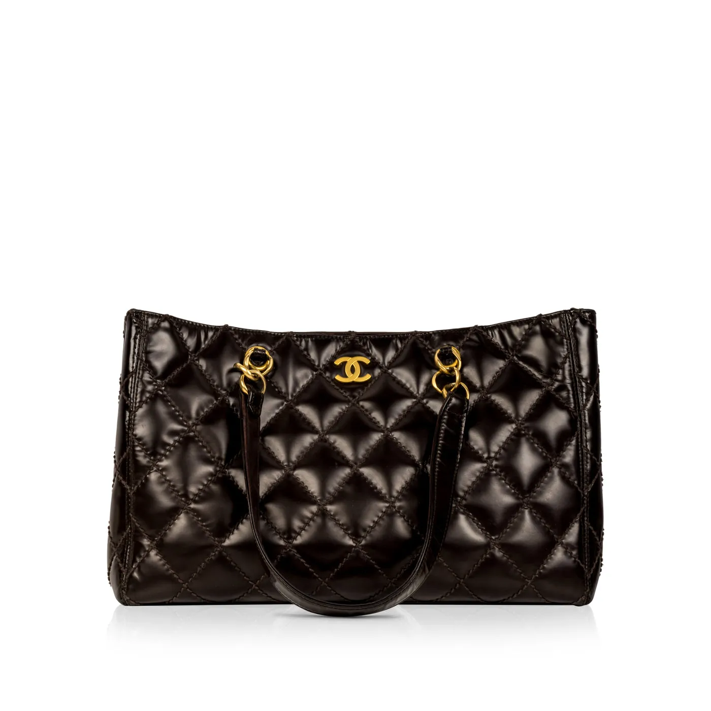 Shopping Tote Patent - Dark Br