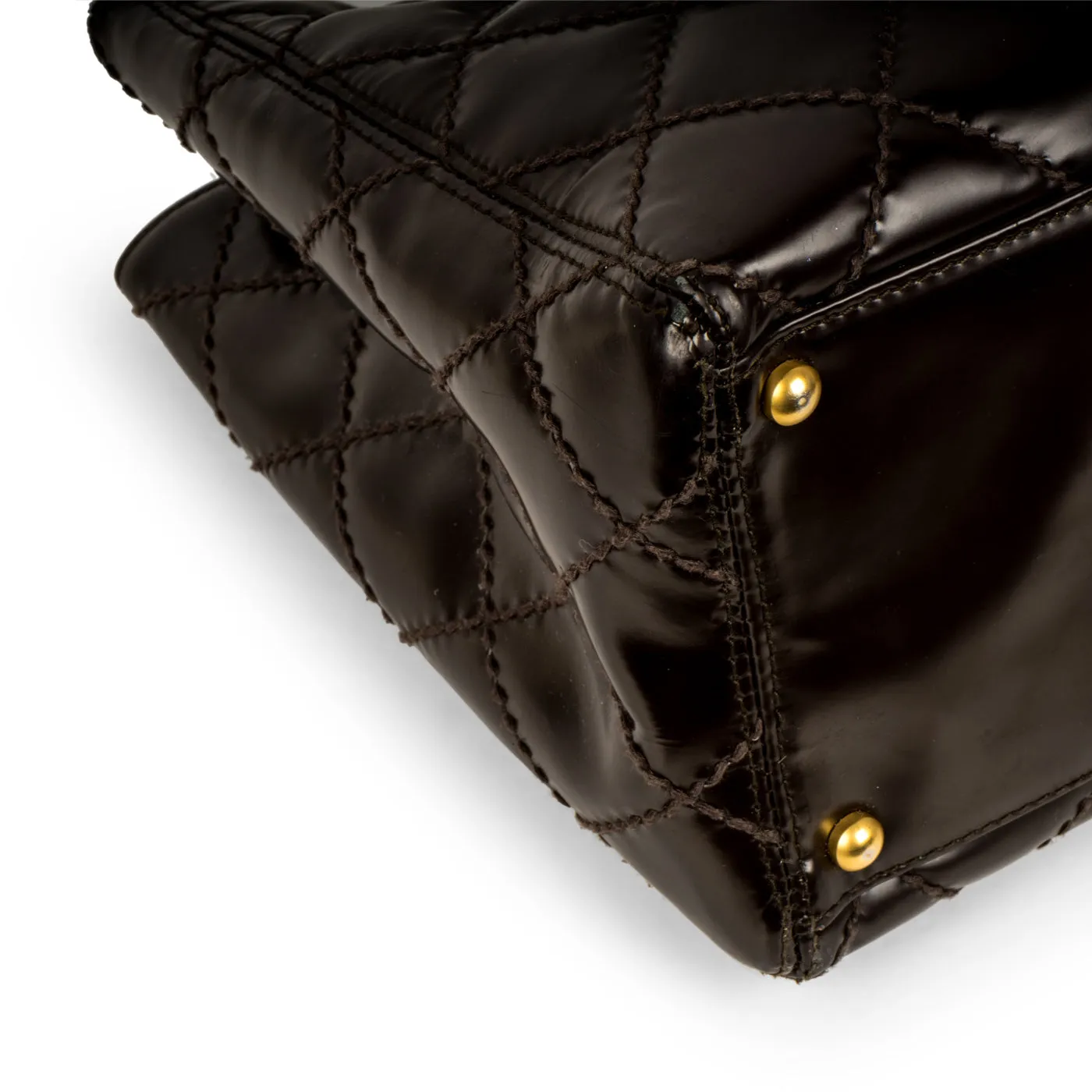 Shopping Tote Patent - Dark Br