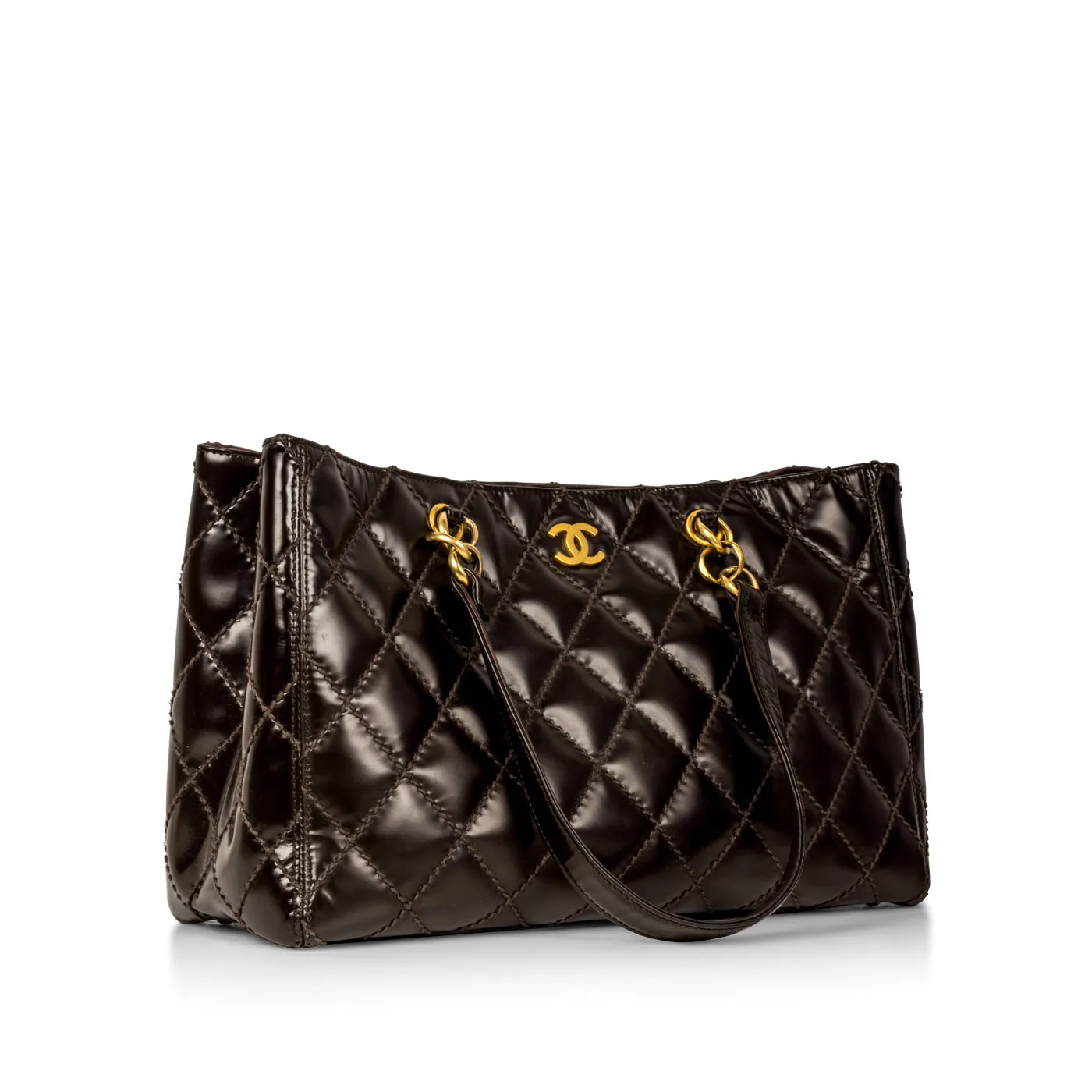 Shopping Tote Patent - Dark Br