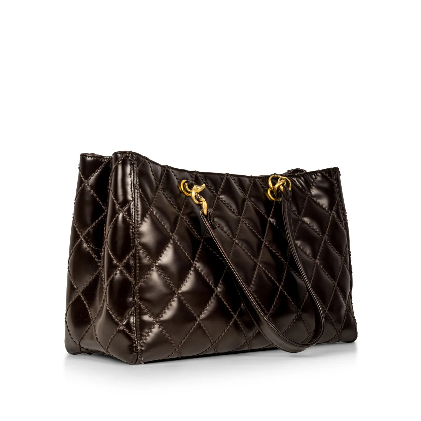 Shopping Tote Patent - Dark Br
