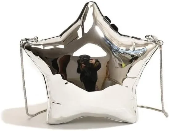 Shoulder bag, personality trend fashion shoulder bag, acrylic chain star bag solid color, metal color foreign style shoulder bag, women's bag
