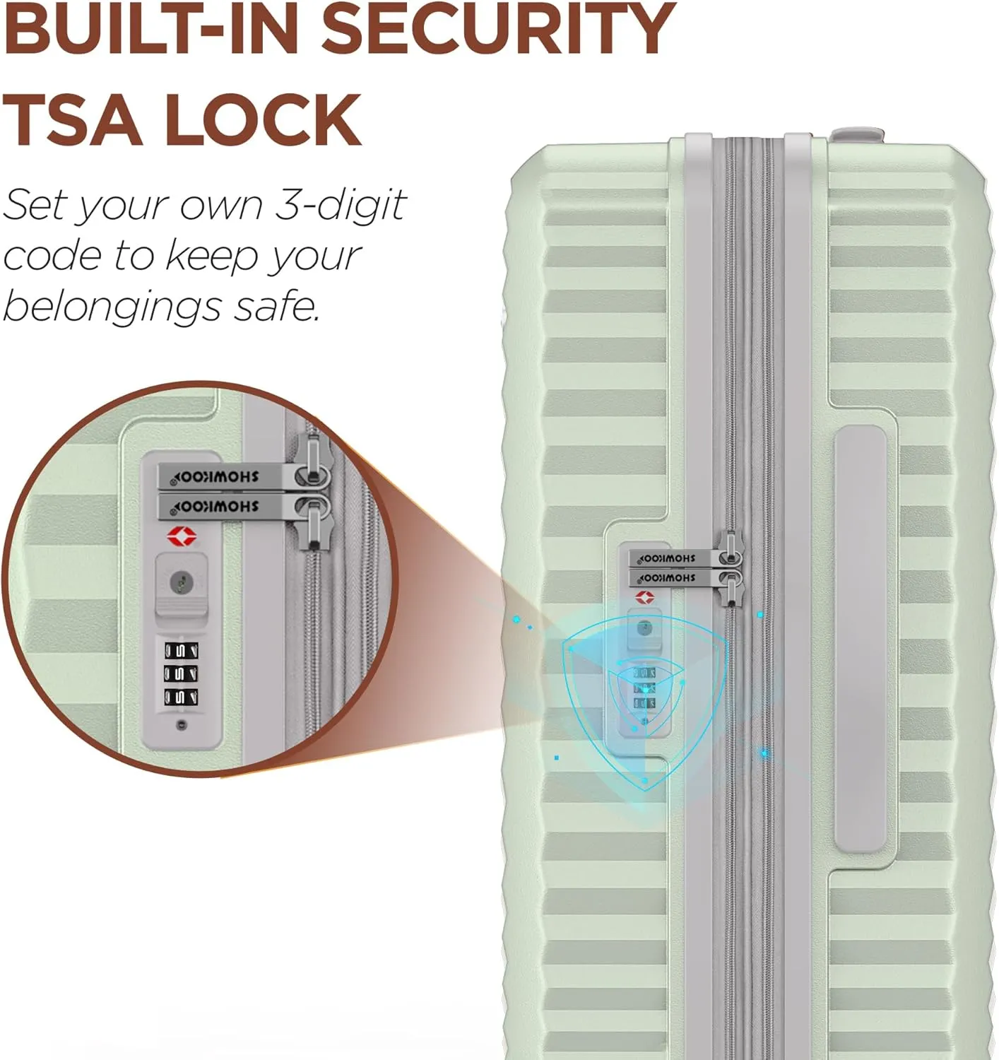 SHOWKOO Luggage Sets 3 Piece Hardside Expandable Suitcase with Double Spinner Wheels Tsa Lock Cyan (20in/24in/28in)