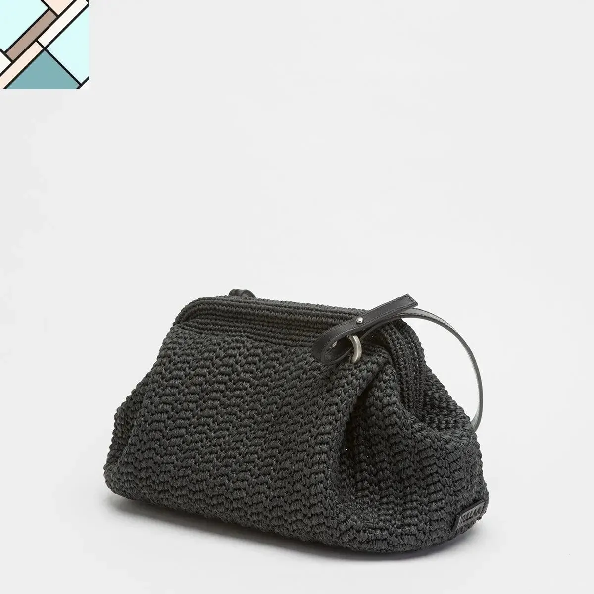 Side Pleated Straw Handbag