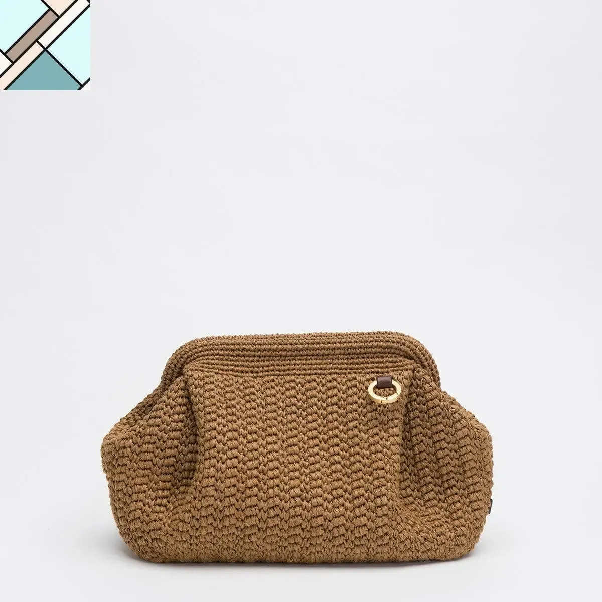 Side Pleated Straw Handbag