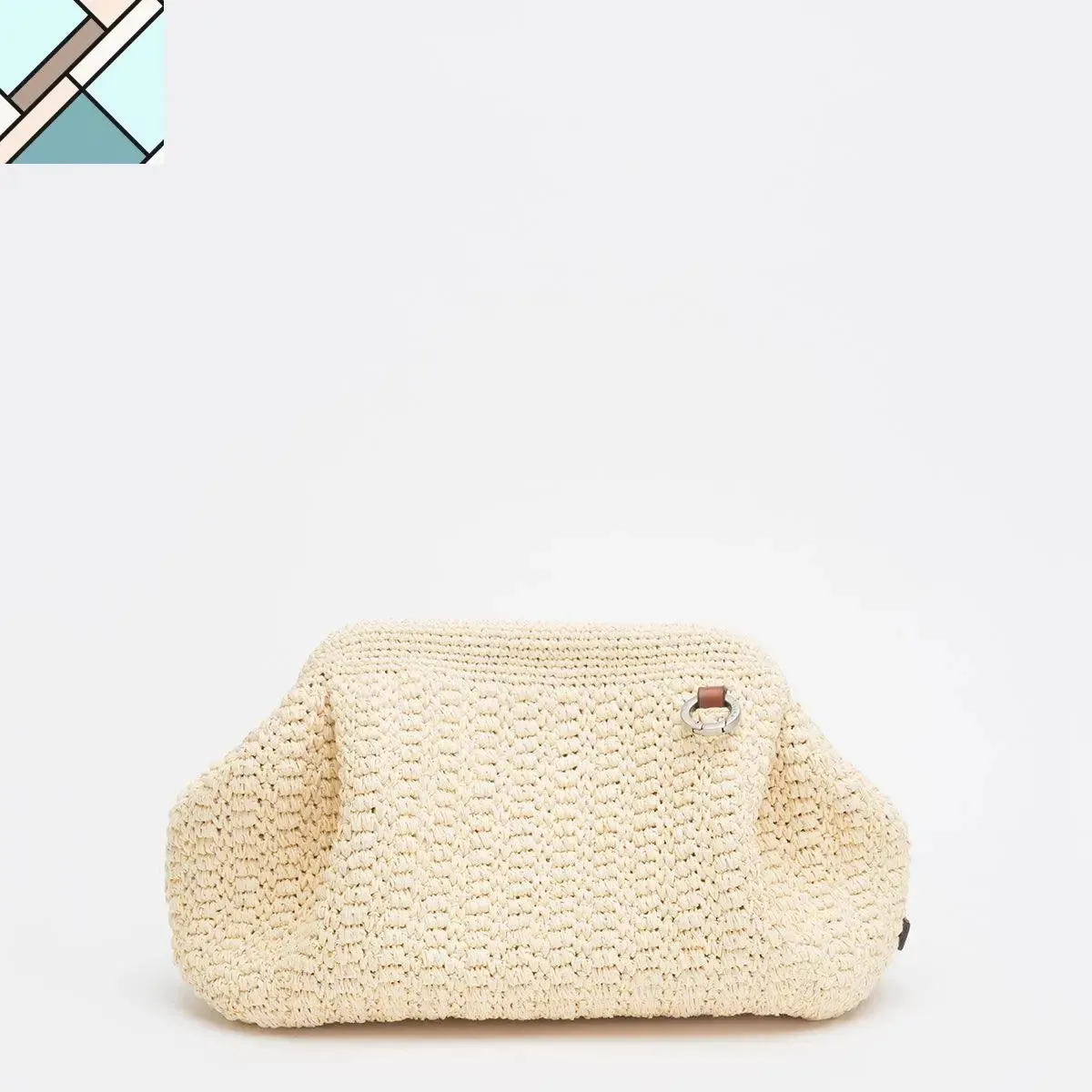 Side Pleated Straw Handbag