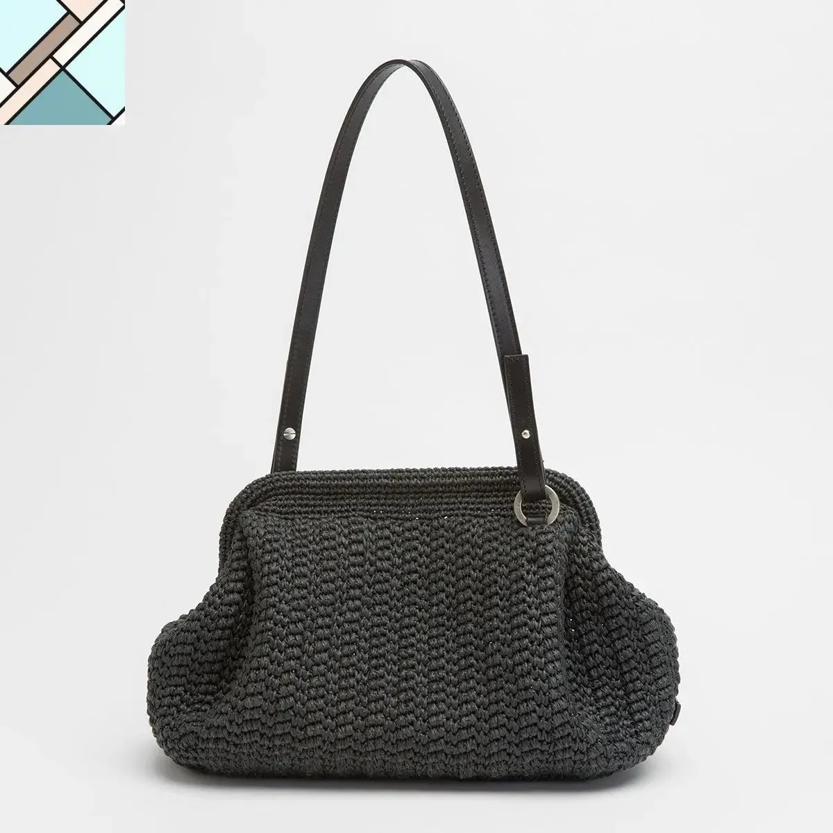 Side Pleated Straw Handbag
