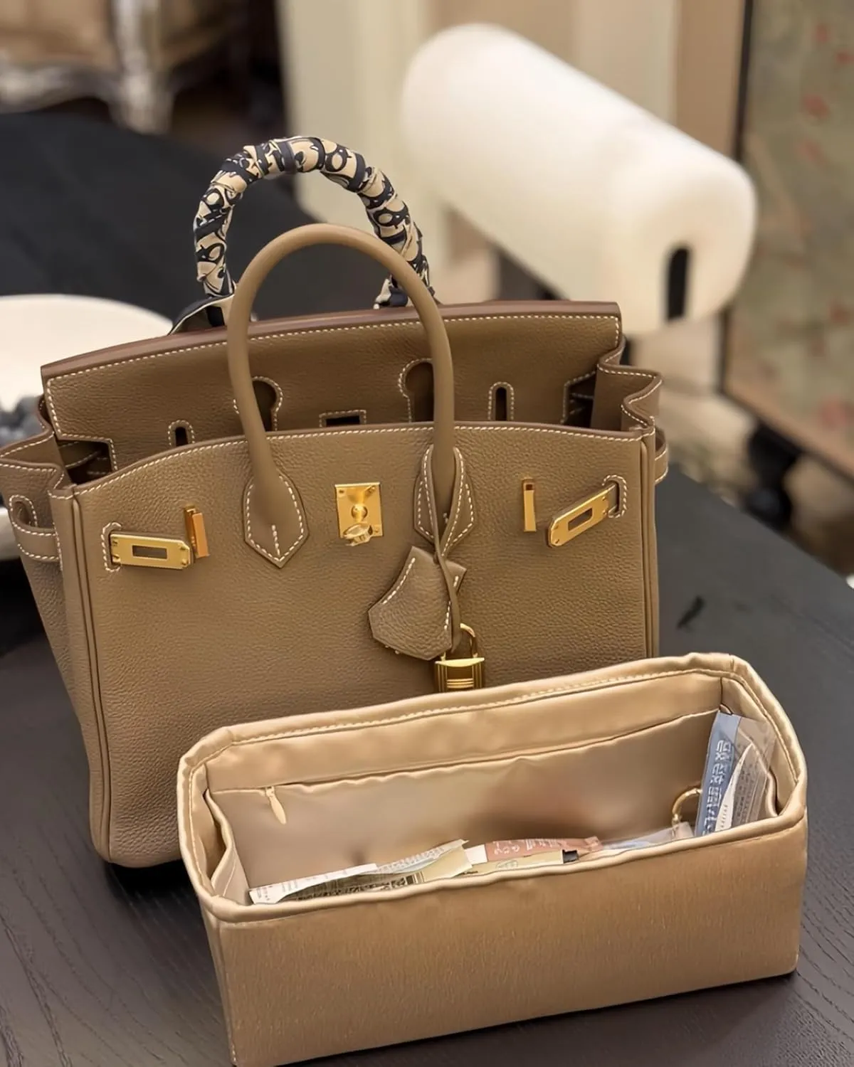 Silky Smooth Purse Organizer for Hermes Birkin 20/25/30/35/40 Bags-Lightweight Luxury Handbag Insert with Soft Touch Inner Liner(Custom,BK20)