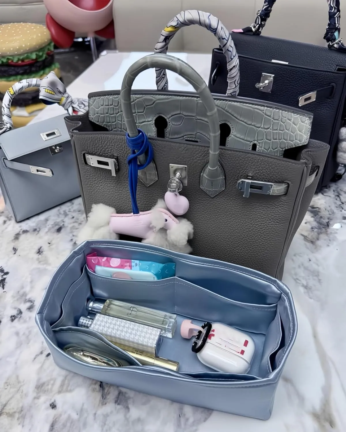 Silky Smooth Purse Organizer for Hermes Birkin 20/25/30/35/40 Bags-Lightweight Luxury Handbag Insert with Soft Touch Inner Liner(Custom,BK20)