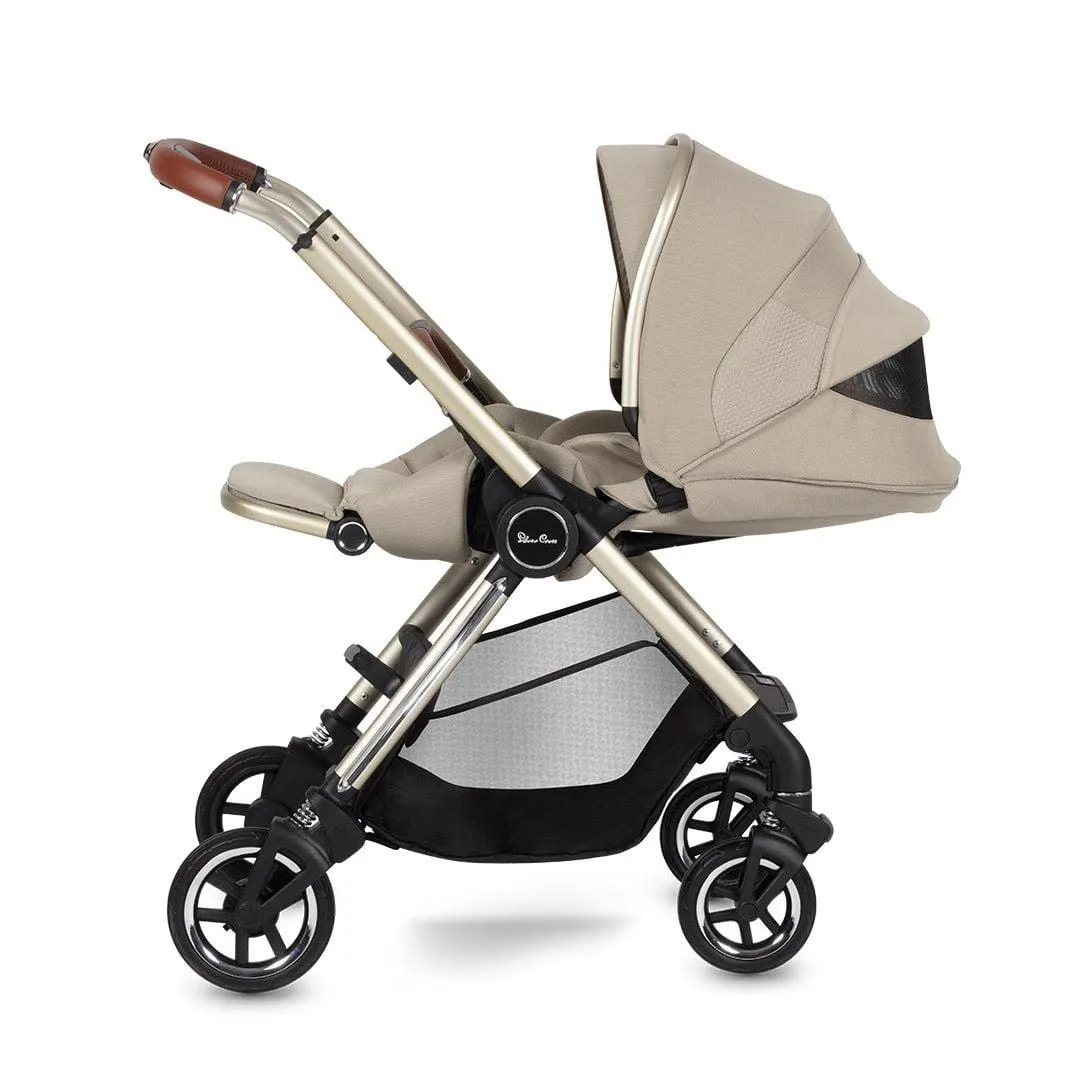 Silver Cross Dune Pushchair with First Bed Folding Carrycot - Stone