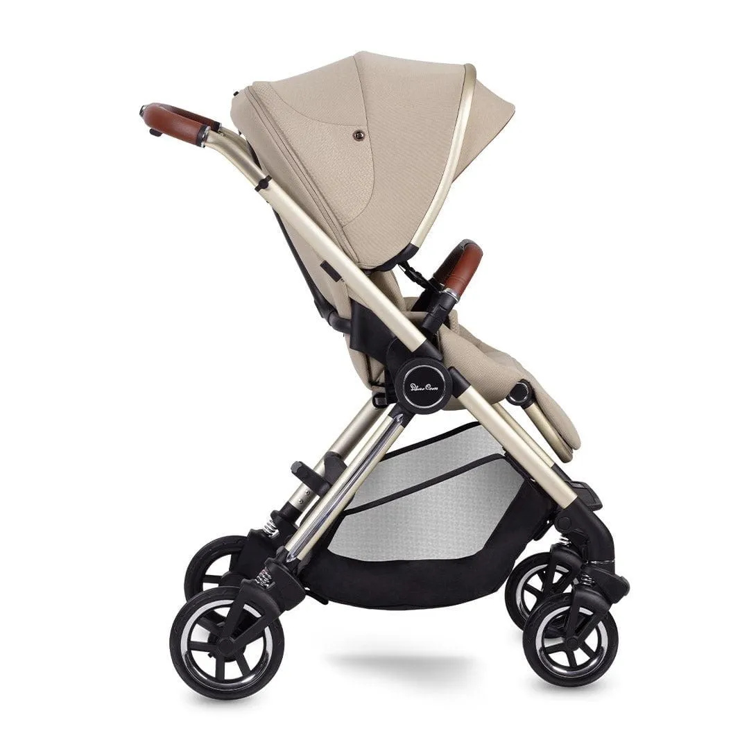 Silver Cross Dune Pushchair with First Bed Folding Carrycot - Stone
