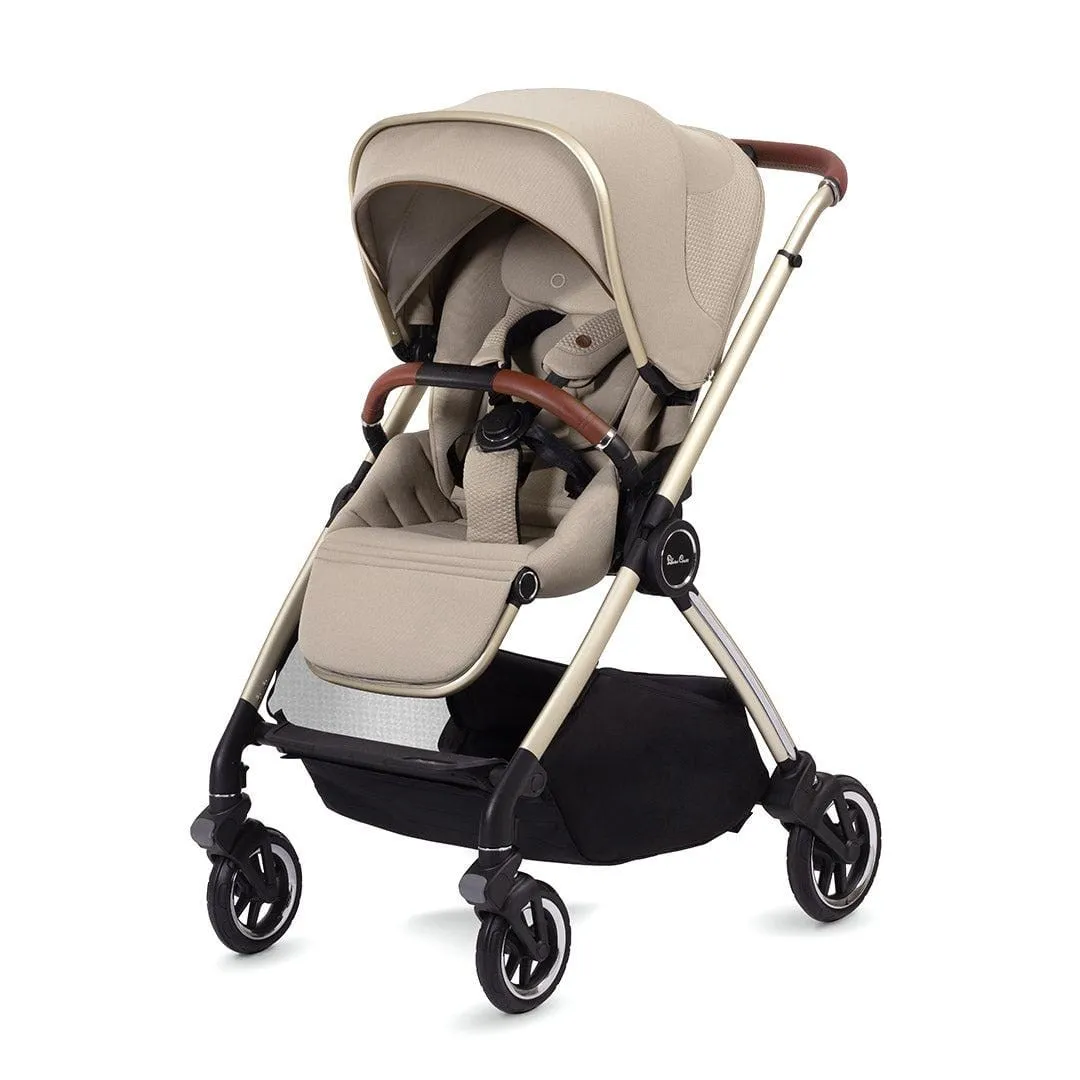 Silver Cross Dune Pushchair with First Bed Folding Carrycot - Stone