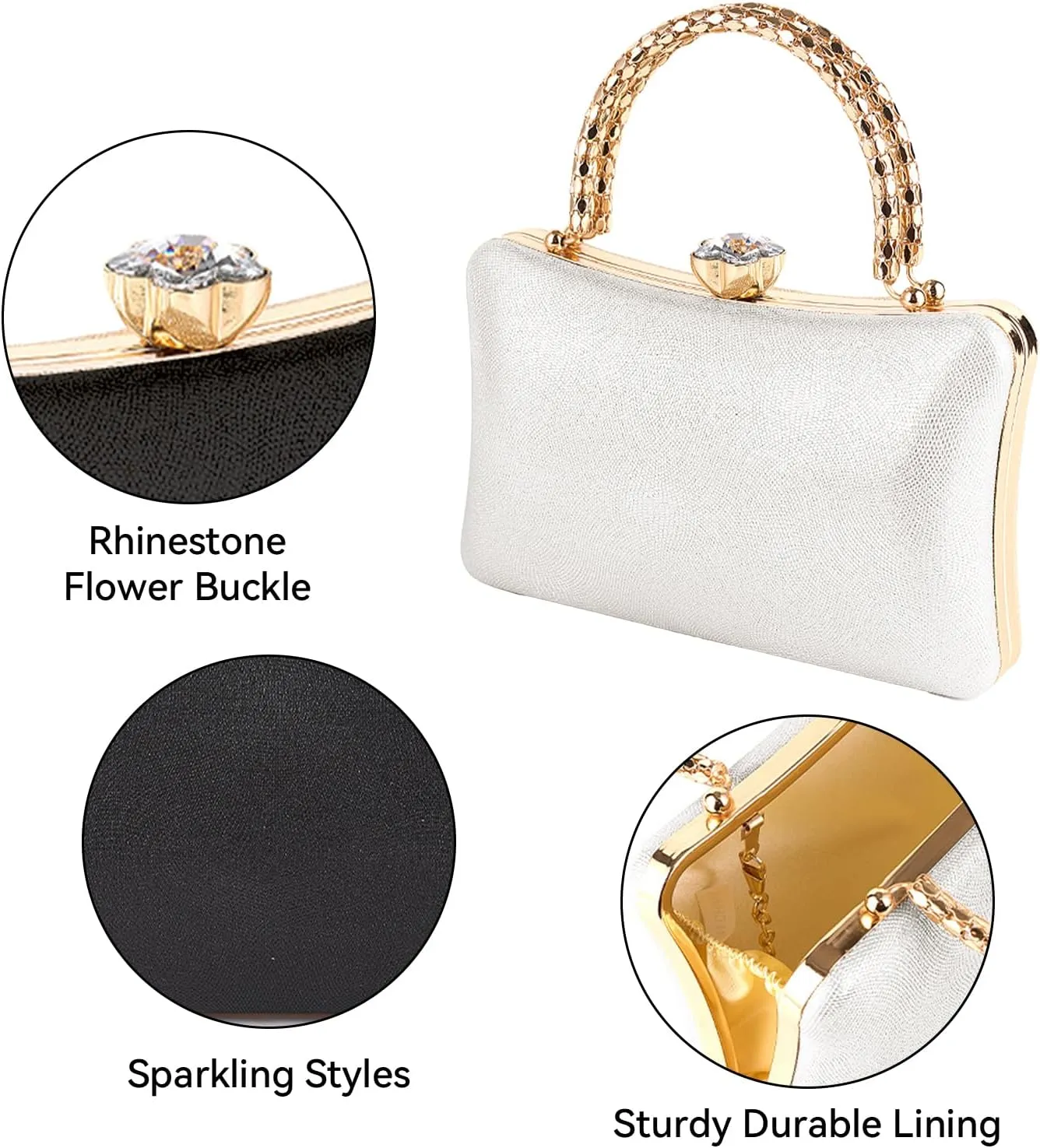 Simcat Clutch Purses for Women, Rhinestone Sparkling Evening Handbags Wedding Clutch Bag for Formal Party Prom