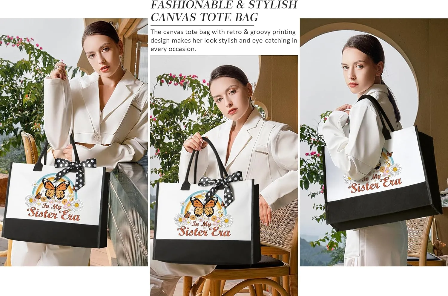 Sisters Gifts from Sister, Mothers Day Gifts for Sister from Brother, Best Sister Birthday Gifts for Sister in Law Soul Sister, Funny Sister Gifts Unique Sister Gift Basket w/Retro Canvas Tote Bag