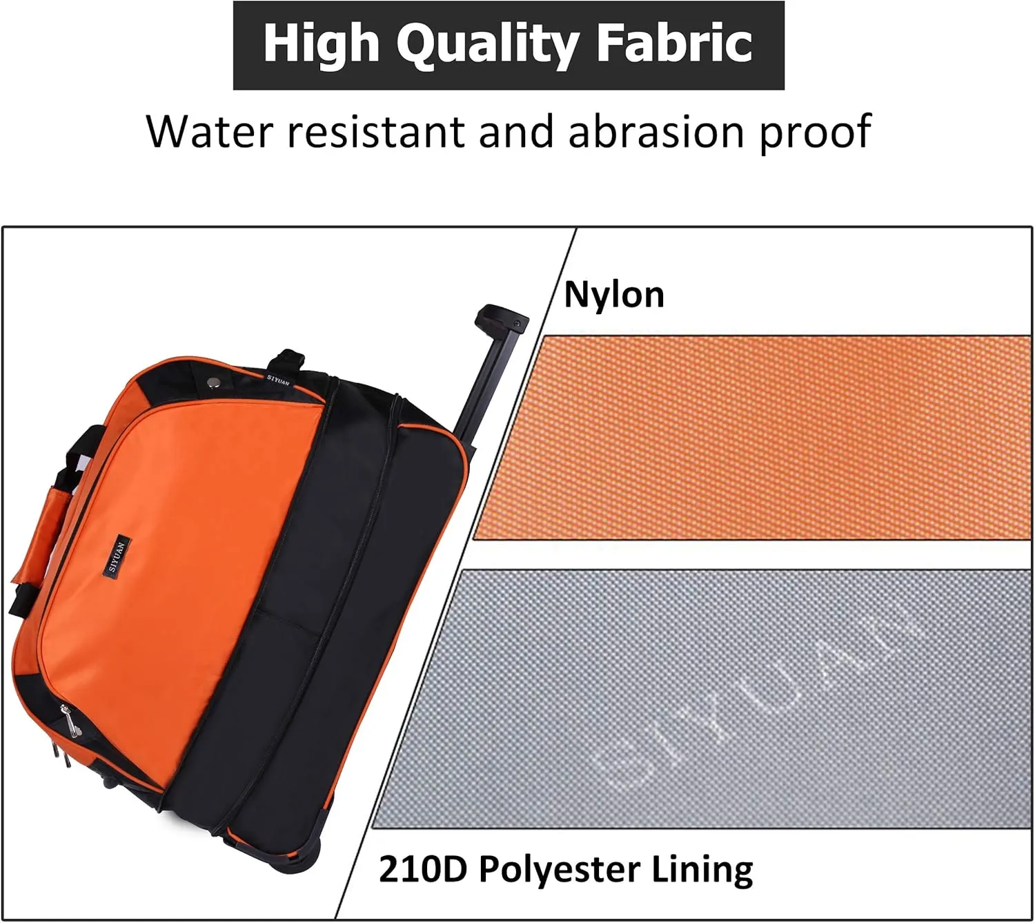 SIYUAN Tote Suitcase Duffel Bag with Wheels Mens Womens Medium Luggage Trolley Case Rolling Duffel Red Medium 20 Inches