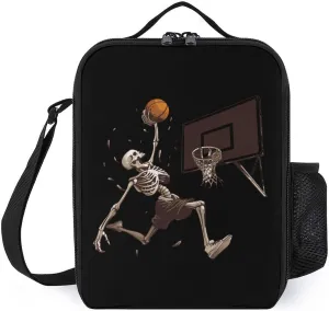 Skeleton Basketball Slam Dunk Insulated Lunch Bag Portable Lunch Box Lunch Tote Bag with Shoulder Strap for Work Travel