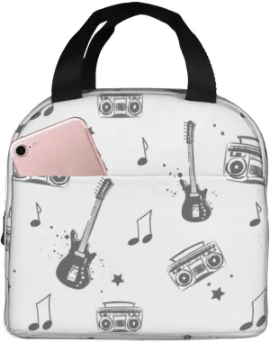 Sketch Style Electro Guitar Reusable Insulated Lunch Tote Leakproof Lunch Bag For Work Picnic Camping Outdoor