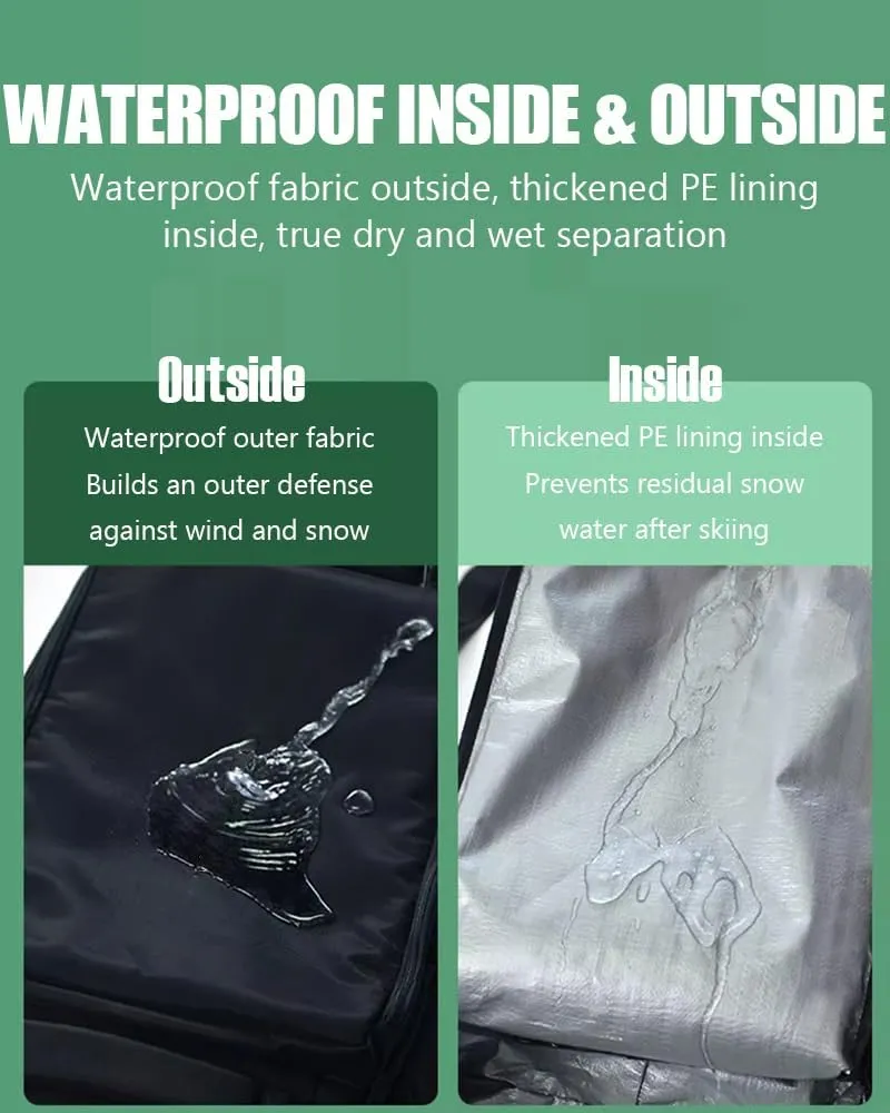 Ski Backpack with Wheels, Rolling Snowboard Travel Backpack for Ski Gear, Mobile Backpack for Ski Snowboarding, Multi Ski/Snowboard Carrying Backpack, Skis Snowboard & Accessories