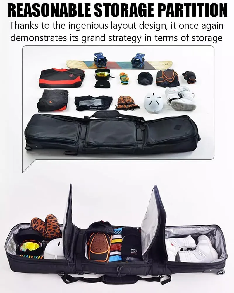 Ski Backpack with Wheels, Rolling Snowboard Travel Backpack for Ski Gear, Mobile Backpack for Ski Snowboarding, Multi Ski/Snowboard Carrying Backpack, Skis Snowboard & Accessories