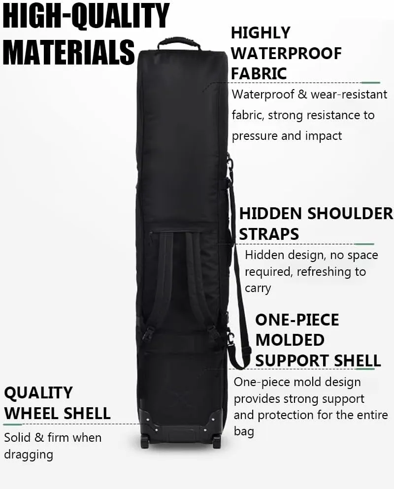 Ski Backpack with Wheels, Rolling Snowboard Travel Backpack for Ski Gear, Mobile Backpack for Ski Snowboarding, Multi Ski/Snowboard Carrying Backpack, Skis Snowboard & Accessories