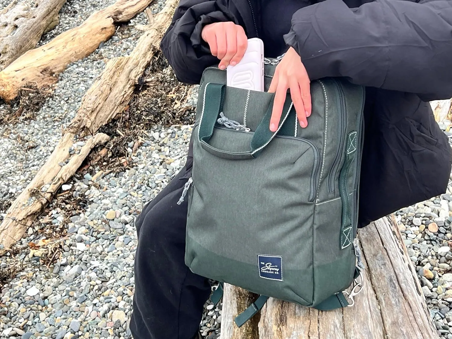 Skyway Luggage Rainier Deluxe Backpack, Eco-Friendly, Made of 100% rPET Travel Laptop Bag for Women & Men, Flight Approved Carry On Bag, 19L, Olympic Green