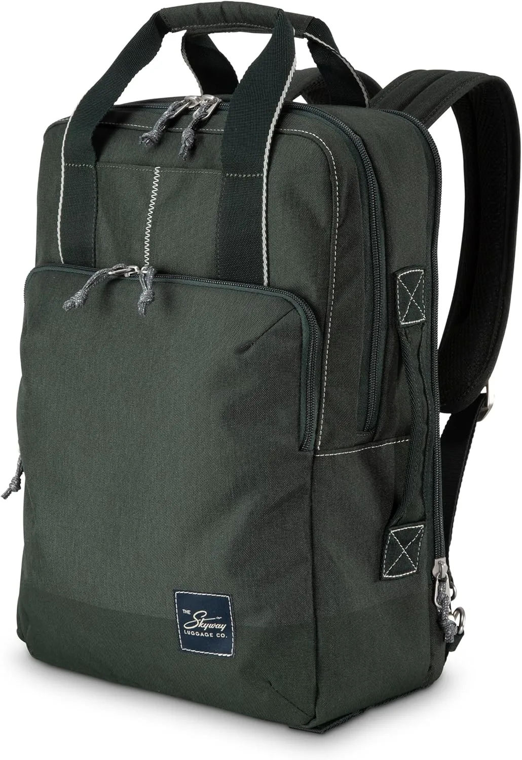 Skyway Luggage Rainier Deluxe Backpack, Eco-Friendly, Made of 100% rPET Travel Laptop Bag for Women & Men, Flight Approved Carry On Bag, 19L, Olympic Green