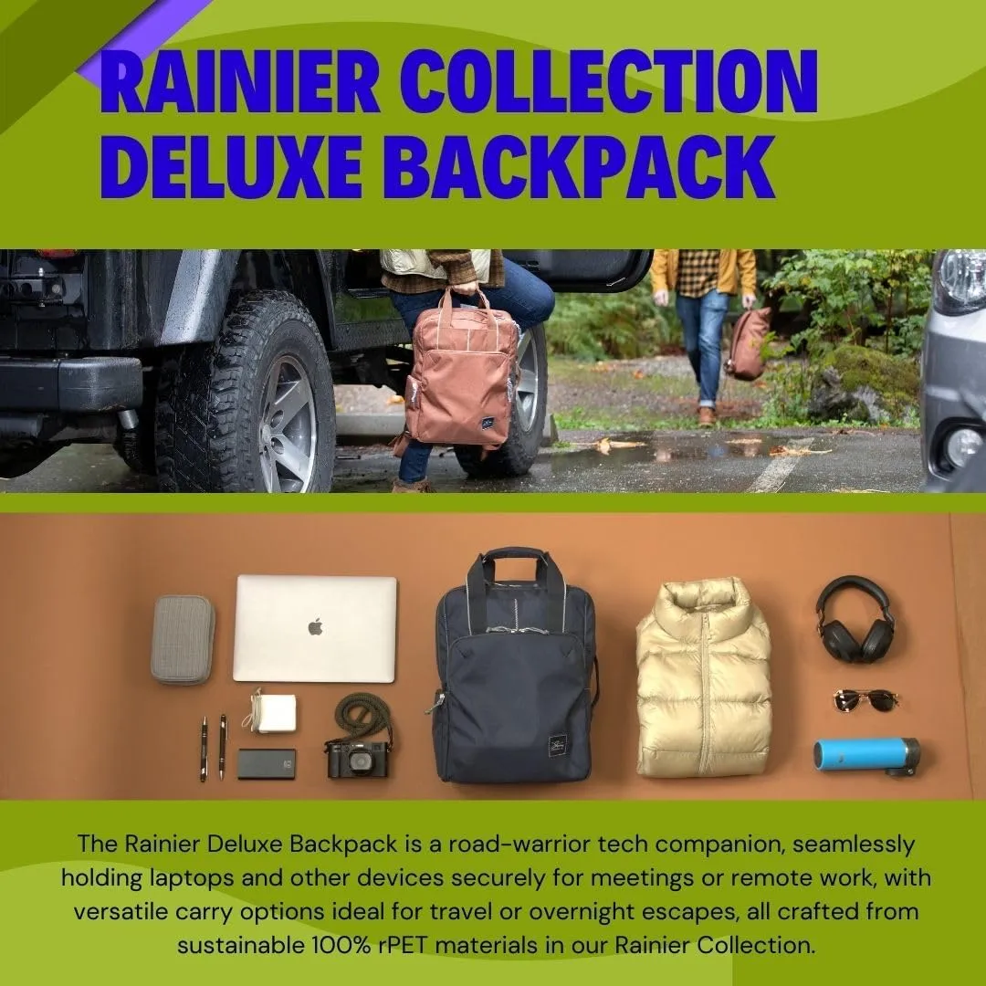 Skyway Luggage Rainier Deluxe Backpack, Eco-Friendly, Made of 100% rPET Travel Laptop Bag for Women & Men, Flight Approved Carry On Bag, 19L, Zion Gray