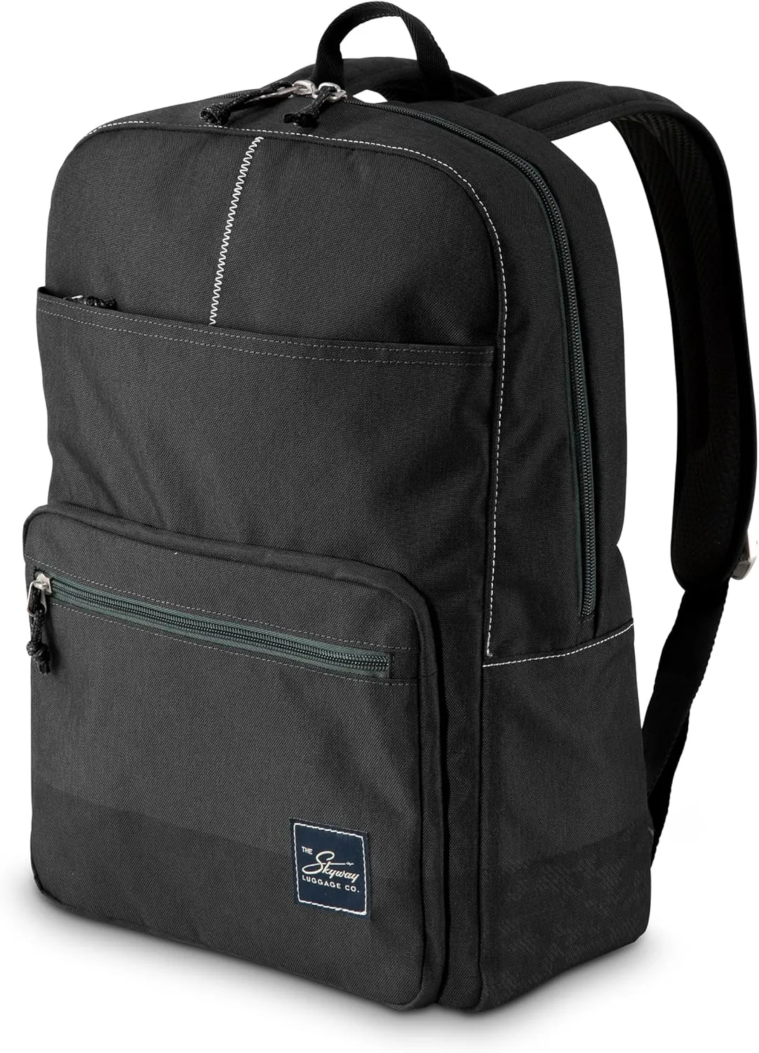 Skyway Luggage Rainier Simple Backpack, Eco-Friendly, Made of 100% rPET Travel Laptop Bag for Women & Men, Flight Approved Carry On Backpack, 19L, Crater Black