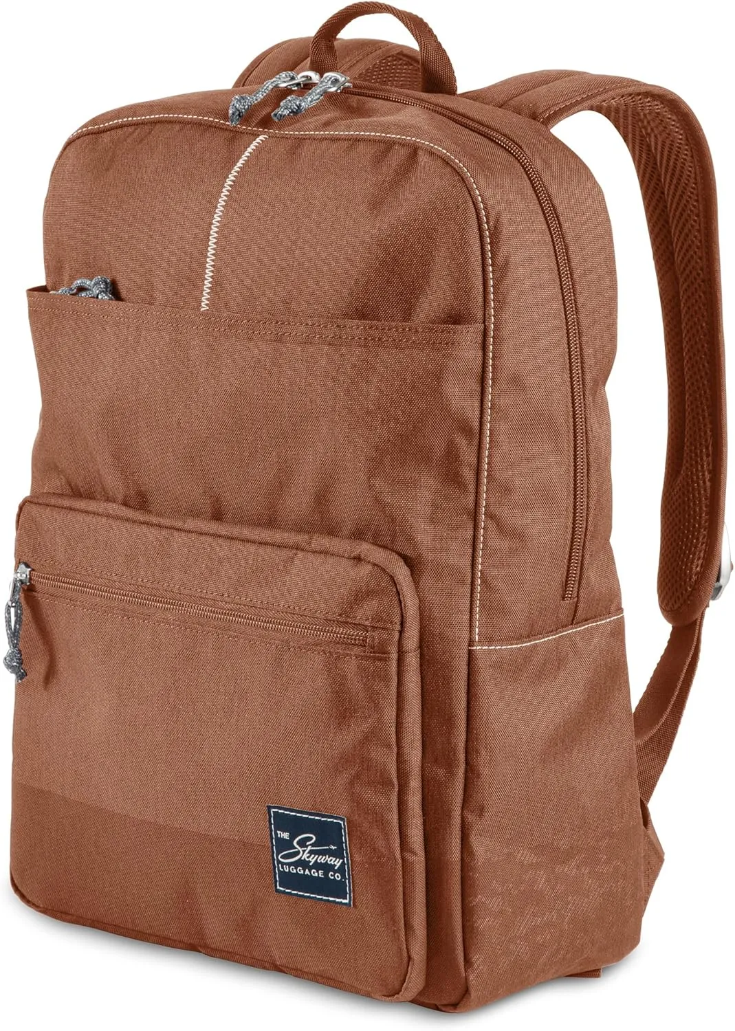 Skyway Luggage Rainier Simple Backpack, Eco-Friendly Made of 100% rPET Travel Laptop Bag for Women & Men, Flight Approved Carry On Bag, 19L, Moab Red