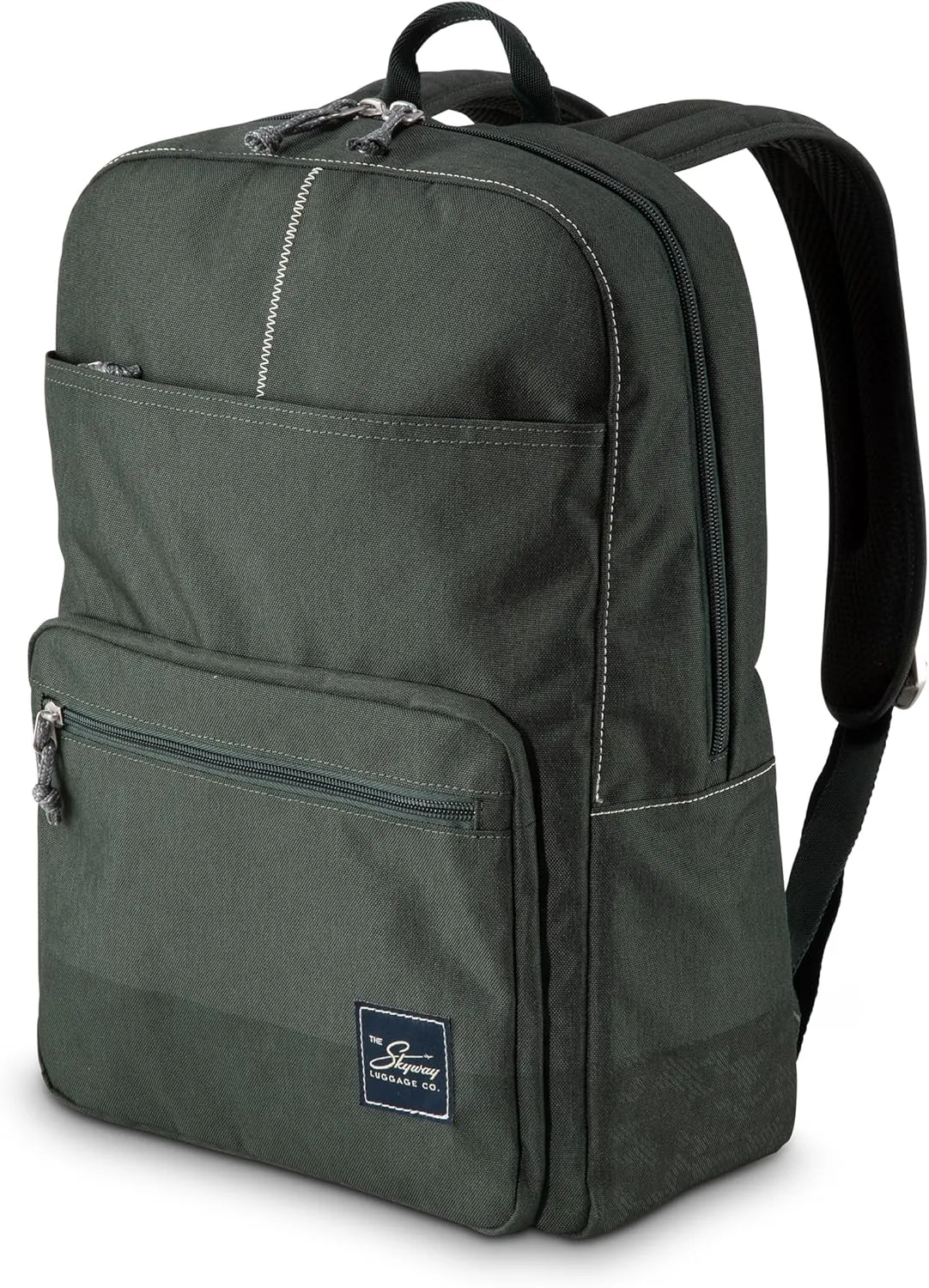 Skyway Luggage Rainier Simple Backpack, Eco-Friendly Made of 100% rPET Travel Laptop Bag for Women & Men, Flight Approved Carry On Bag, 19L, Olympic Green