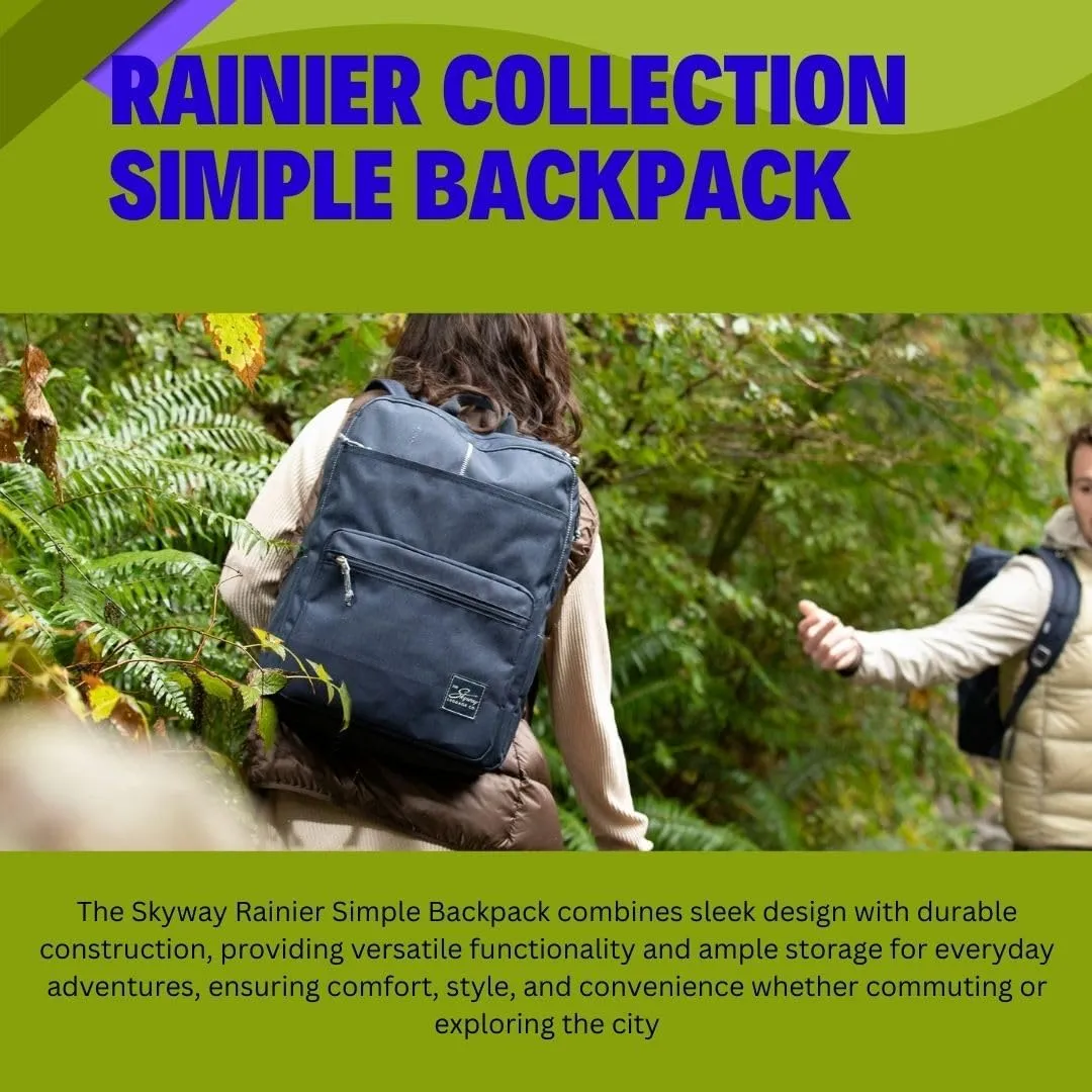 Skyway Luggage Rainier Simple Backpack, Eco-Friendly Made of 100% rPET Travel Laptop Bag for Women & Men, Flight Approved Carry On Bag, 19L, Olympic Green