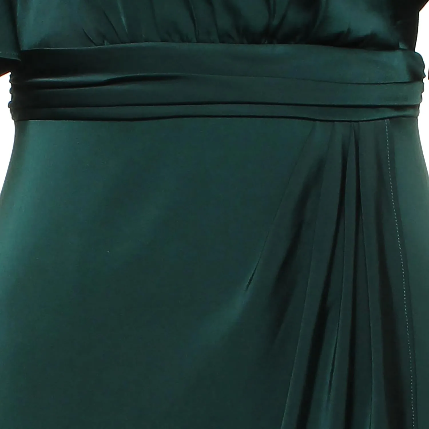 S.L. Fashions Women's Surplice Neck Midi Wedding Guest Dress with Flutter Sleeves (Petite & Regular Sizes)
