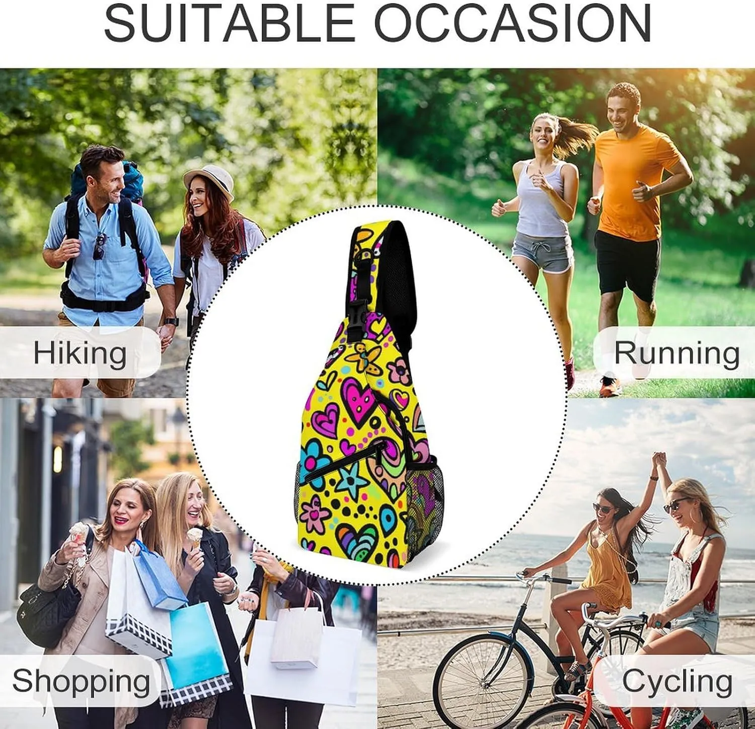 Sling Bags for Women Men Swirls And Dots Sling Backpack Adjustable Belt Casual Chest Daypack Bum Bags Fanny Pack for Travel Sports Running Hiking Waist Packs