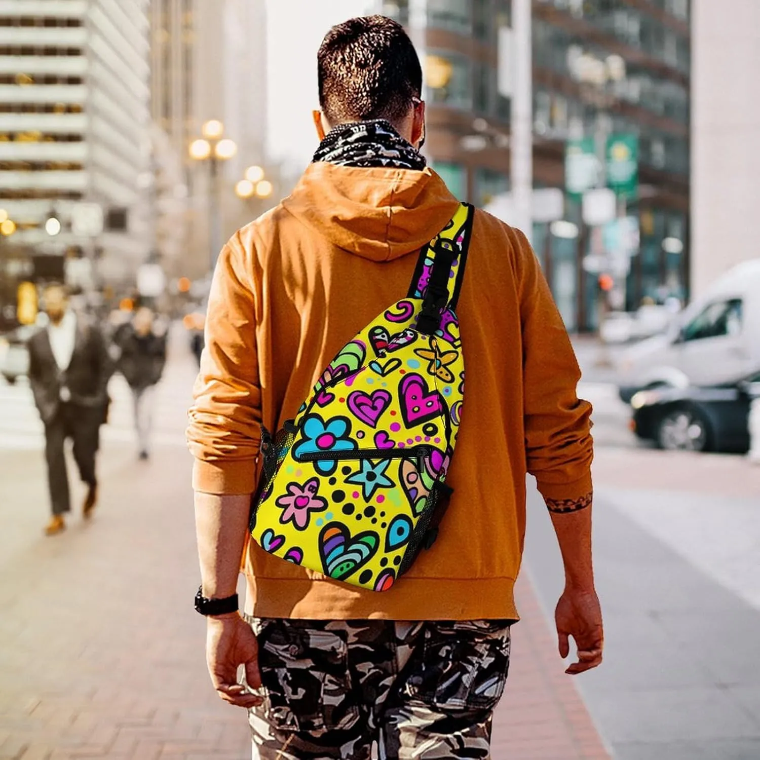 Sling Bags for Women Men Swirls And Dots Sling Backpack Adjustable Belt Casual Chest Daypack Bum Bags Fanny Pack for Travel Sports Running Hiking Waist Packs