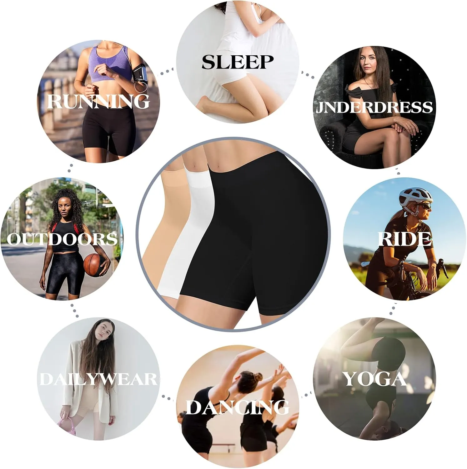 Slip Shorts for Women Under Dresses, Seamless Anti Chafing Shorts Summer, Biker Shorts for Women