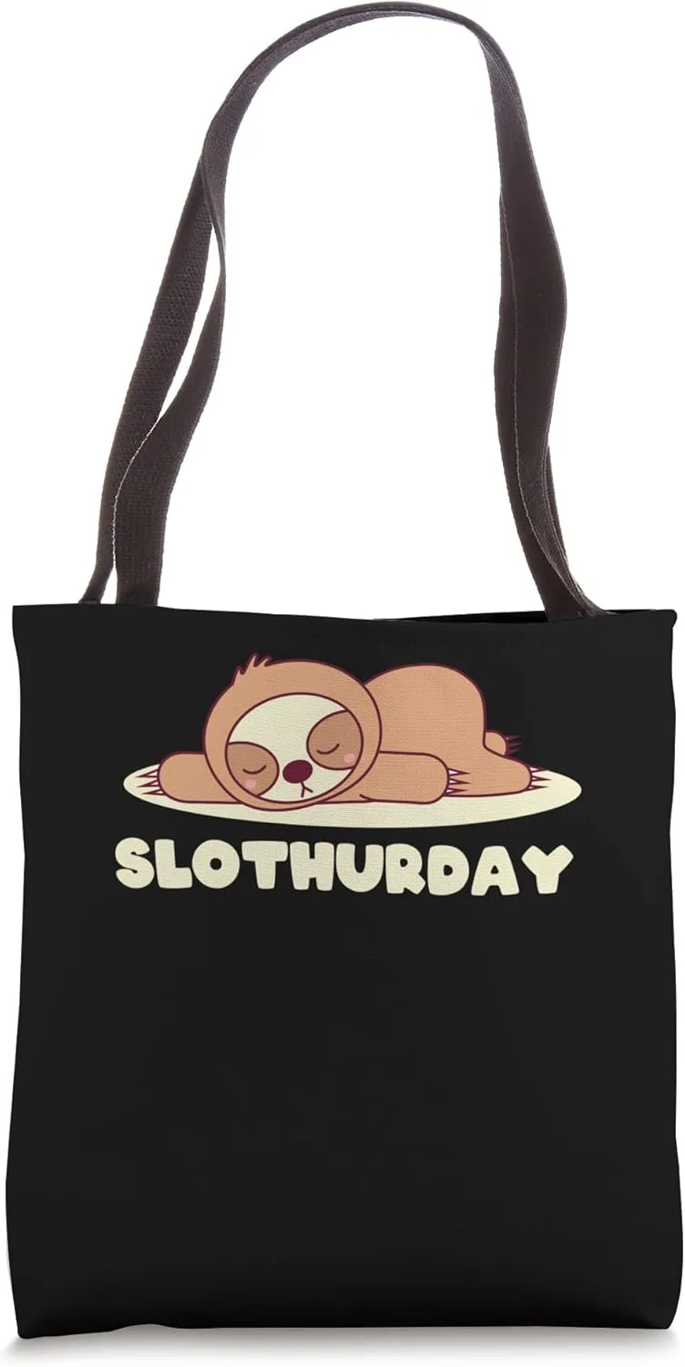 Slothurday Lazy Sloth Lover Inactive Sloth Themed Office Tote Bag