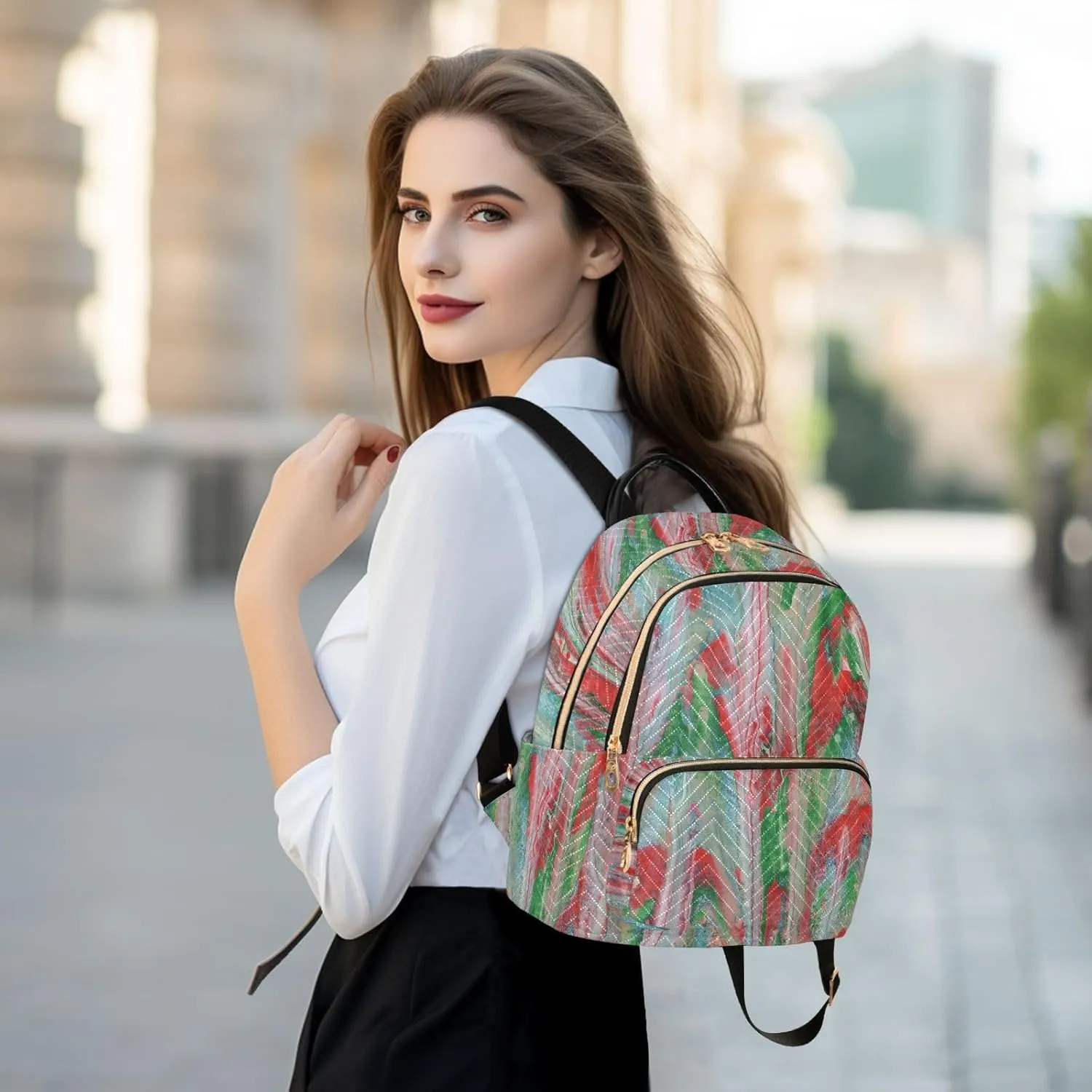 Small Backpack for Women Quilted Backpack Fashion Shoulder Bag Casual Daypack with Leather Carrying Handle(Pattren 2)