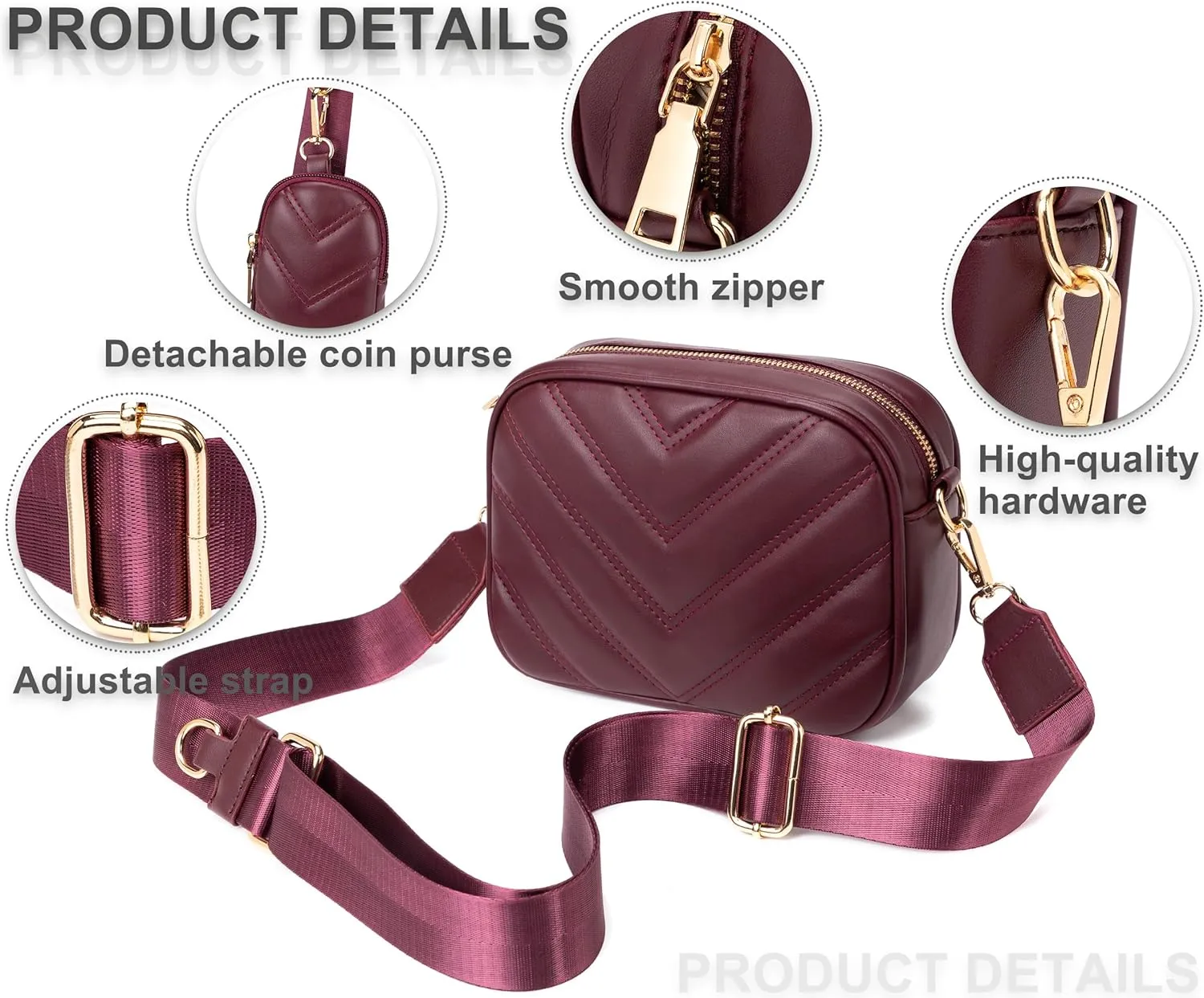 Small Quilted Crossbody Bags for Women Stylish Leather Purse Designer Handbag with Coin Pouch for Shopping, Dating, Traveling