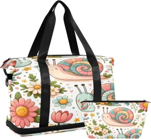 Snail Travel Duffel Bag Gym Tote Bag for Sports Waterproof Carry On Weekender Bag with Compartment