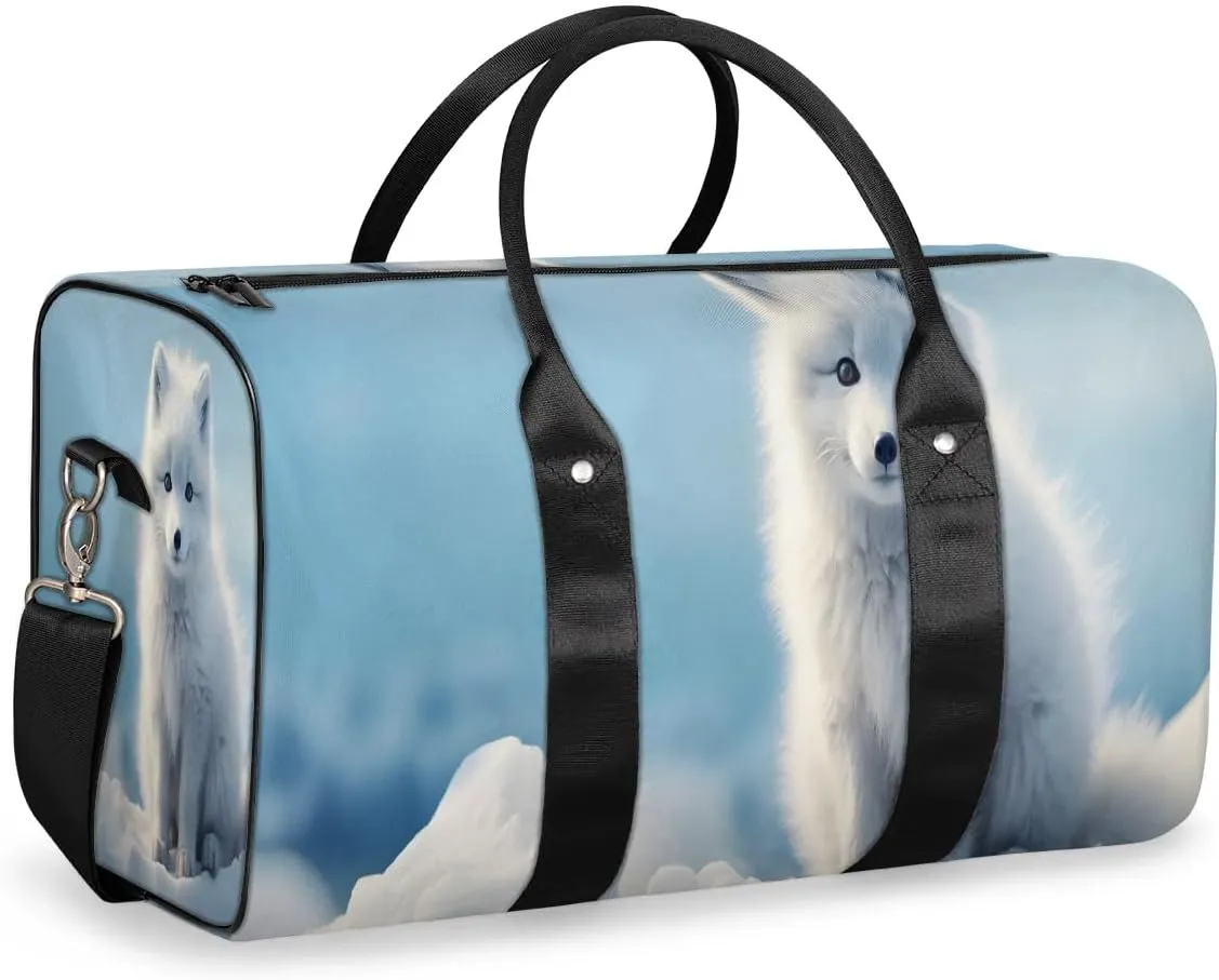 Snow Fox Travel Duffel Bag for Women Men Waterproof Foldable Overnight Weekender Bag Large Capacity Sports Gym Bag