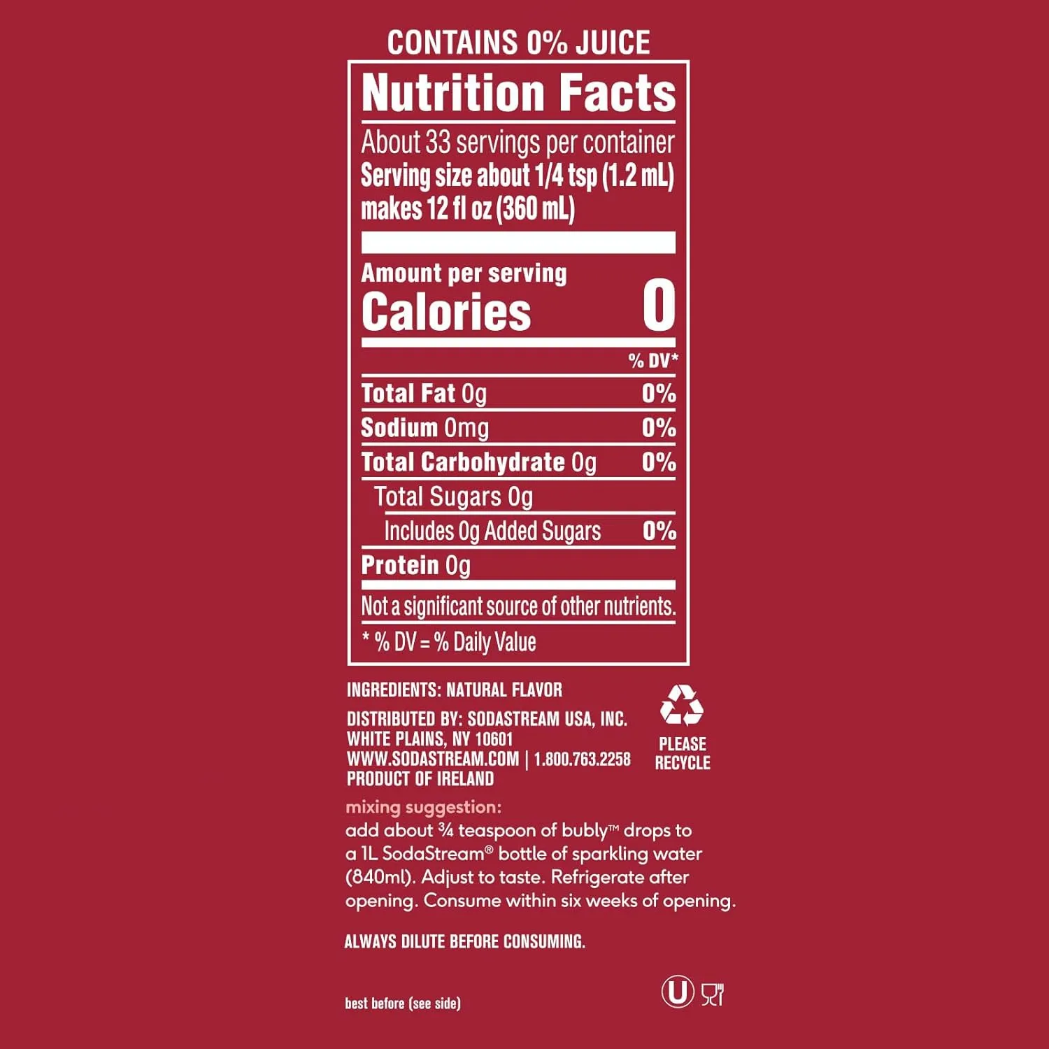 SodaStream - Blackberry bubly Drops, Unsweetened Natural Flavor, No Calories or Sweeteners, Makes 36 cans, Seltzer Flavor, 4 Fl Oz (Pack of 3)
