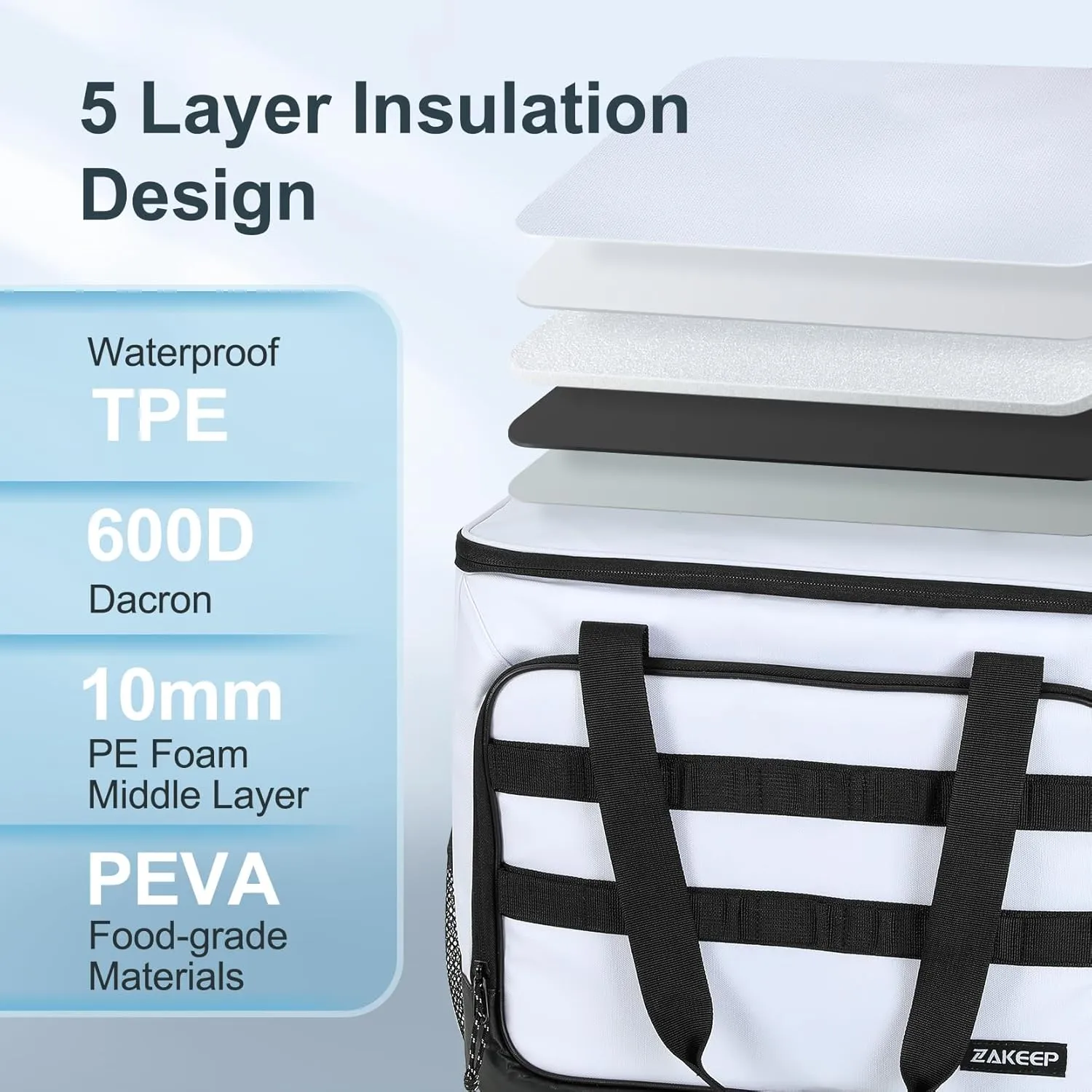 Soft Cooler Bag, Large Leakproof Beach Cooler, Collapsible Cooler with Adjustable Shoulder Straps, Ice Chest, Portable Insulated Bag Camping Cooler for Travel＆Camping＆Picnic