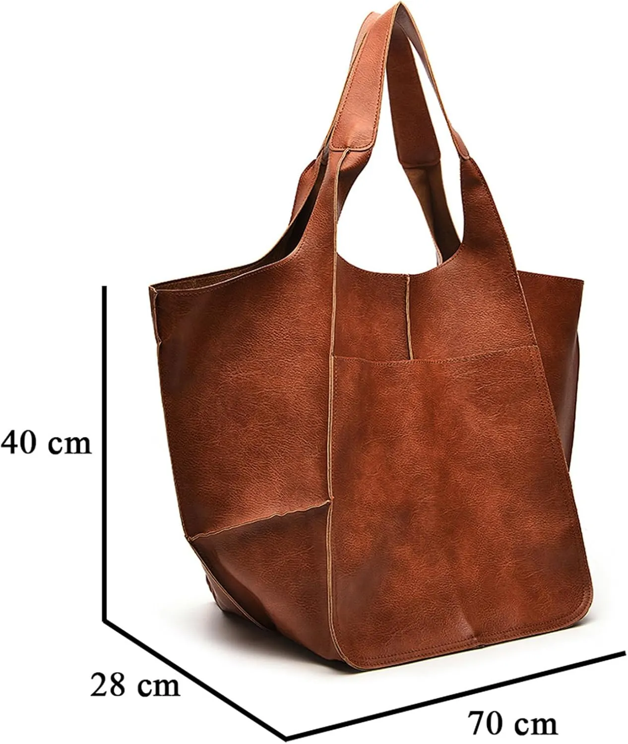Soft Leather Tote Bag for Women Extra Large Boho Bucket Handbag Oversized Purse Shoulder Bag for Working Traveling
