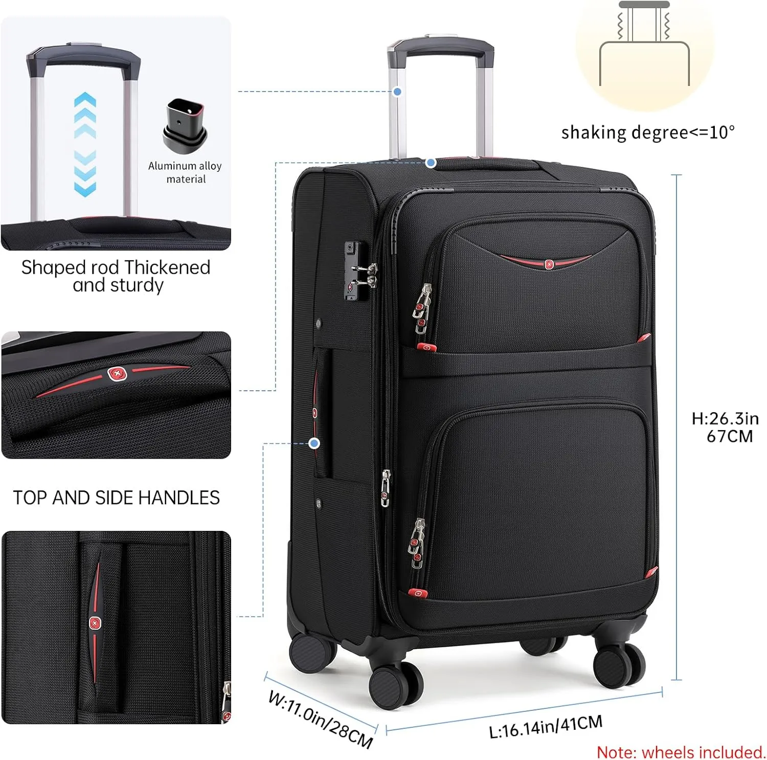 Softside Expandable Luggage with 4 Spinner Wheels, Durable Carry-On Luggage Suicase (Purple, 2-Piece Set 21/25)