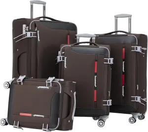 Softside Luggage Set with Spinner Wheels, 4 Piece Expandable Fabric Large Suitcases Set with TSA Lock (Coffee, 20/24/28/32inch)