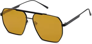 SOJOS Retro Oversized Square Polarized Sunglasses for Women and Men Vintage Shades Classic Large Metal Sun Glasses